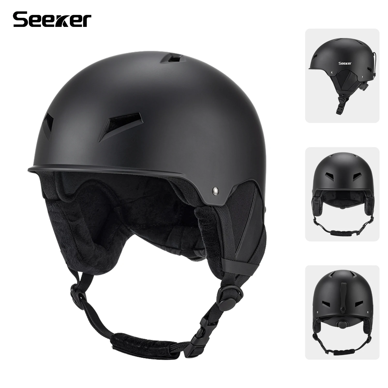 קסדת סקי חדשה SEEKER לגברים ונשים, יחידה כפולה, עמידה ברוח, חמה ומתאימה להתנגשות, ציוד הגנה לסקי