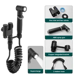 Premium Stainless Steel Handheld Bidet Sprayer with Dual Outlets (Black)