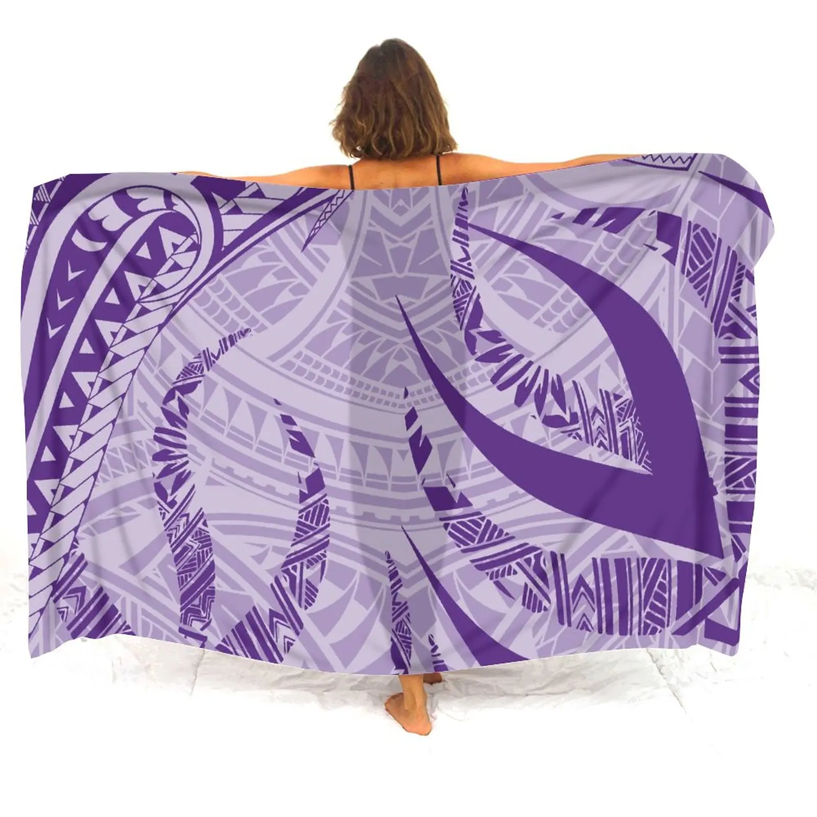 2023 New Fashion Ladies Seaside Sarong Coat Bikini Wrap Coat Polynesian Art Pattern Sciarpa Sarong Con Stampa Floreale