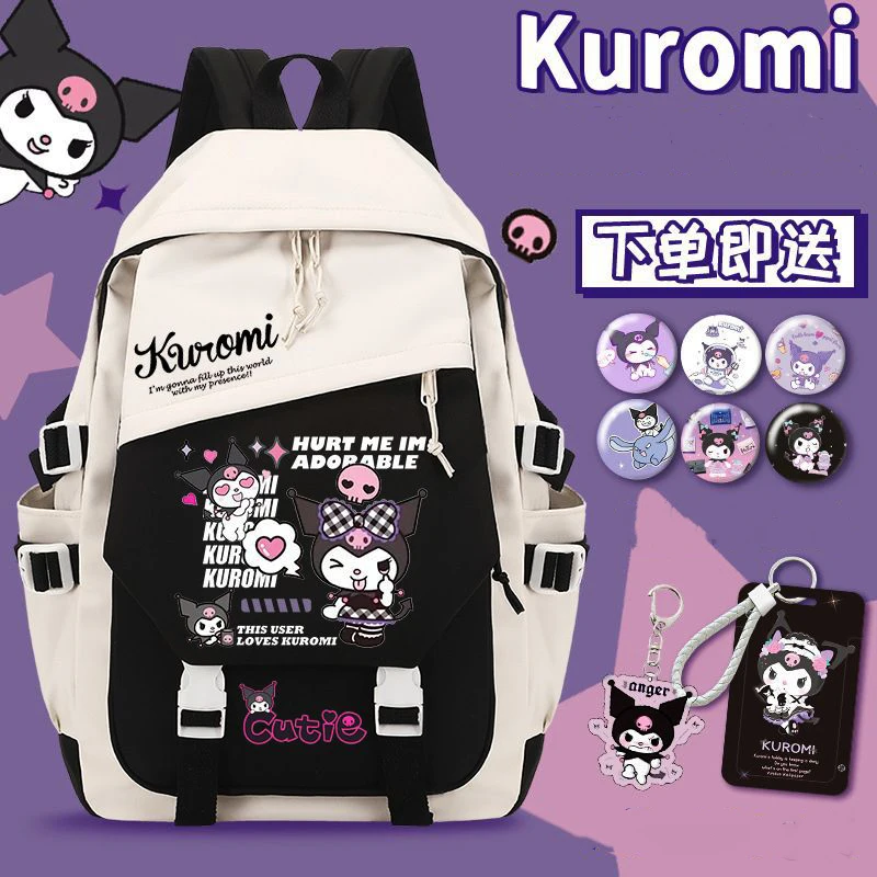 

Kawaii Sanrio Kuromi Anime Schoolbag Cute Simplicity Travel Backpack Stationery Daily Supplies Storage Bag Gifts Toys for Girls