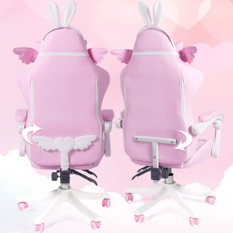 Computer Chair With Pink And White Bunny Gaming Chair E-WIN