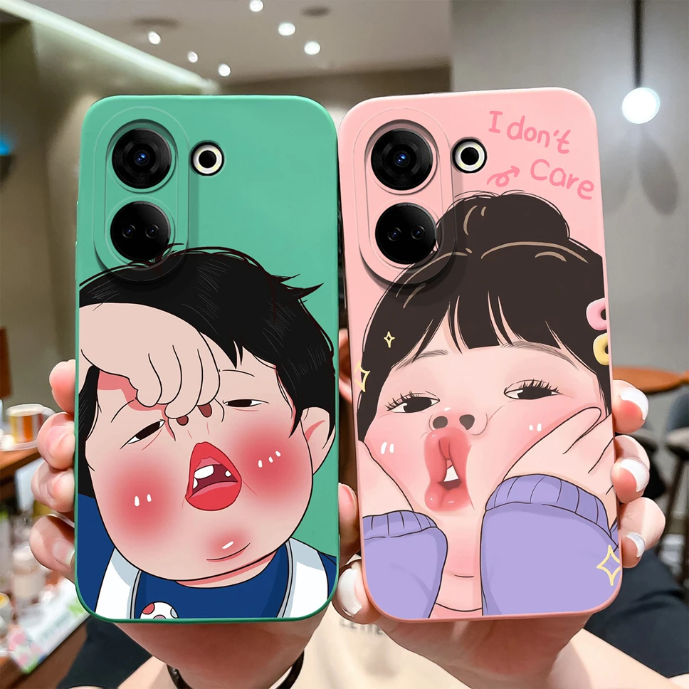 Soft Slim Liquid Silicone Phone Case - Anti-Slip Cute Chubby Boy Girl Design Back Cover