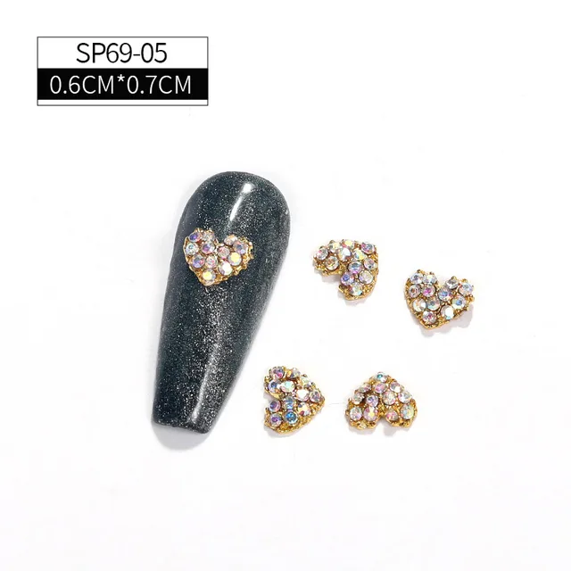 LEAMX 10 Pcs Nail Supplies 3D Charms Rhinestone Nail Art Decorations Pretty Girl Nails DIY Alloy Gemstone Nails Diamond Jewelry SP0069-05