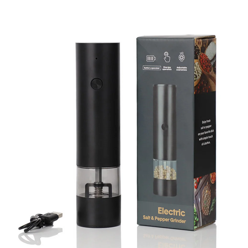 USB Rechargeable Electric Salt Pepper Grinder Adjustable Roughness Freshly Ground Pepper Powder Grinder kitchen Tool