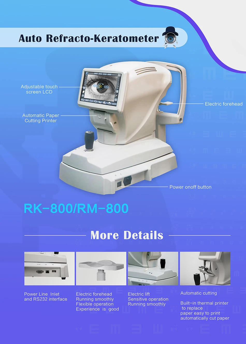 RK-800 Optometry Measure Device Auto Refractometer Optical Autorefractor with Keratometer