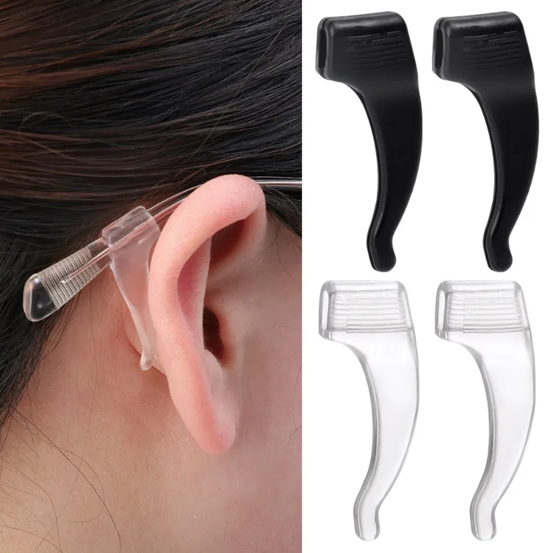 40 Pcs Anti Fall Eyewear Grips Adjustable Silicone Ear Hook Brackets Fastener Transparent Black Eyewear Accessories Anti-slip