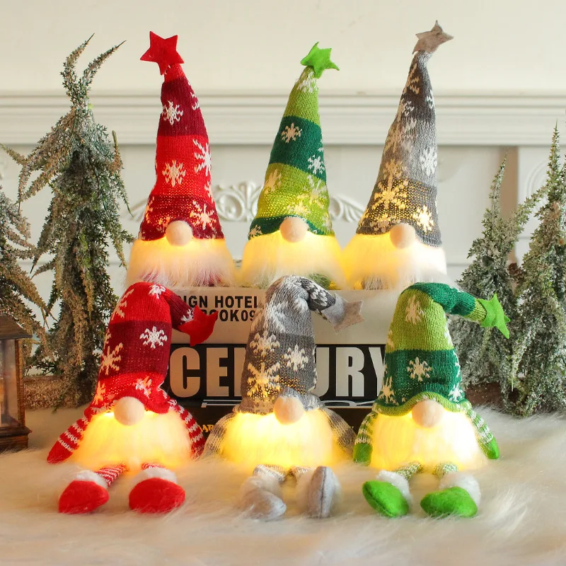 

Glowing Gnome Christmas Snowflake Faceless Doll Christmas Home Decoration Pendant New Year Gift 2024 Christmas Gifts Новый Год