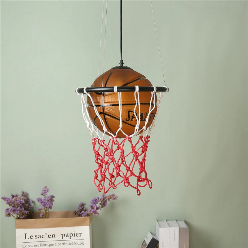 Modern Basketball Pendant Lights Restaurant Study Living Football Chandelier LED Kids Room Hanging Lamp Fixtures 4