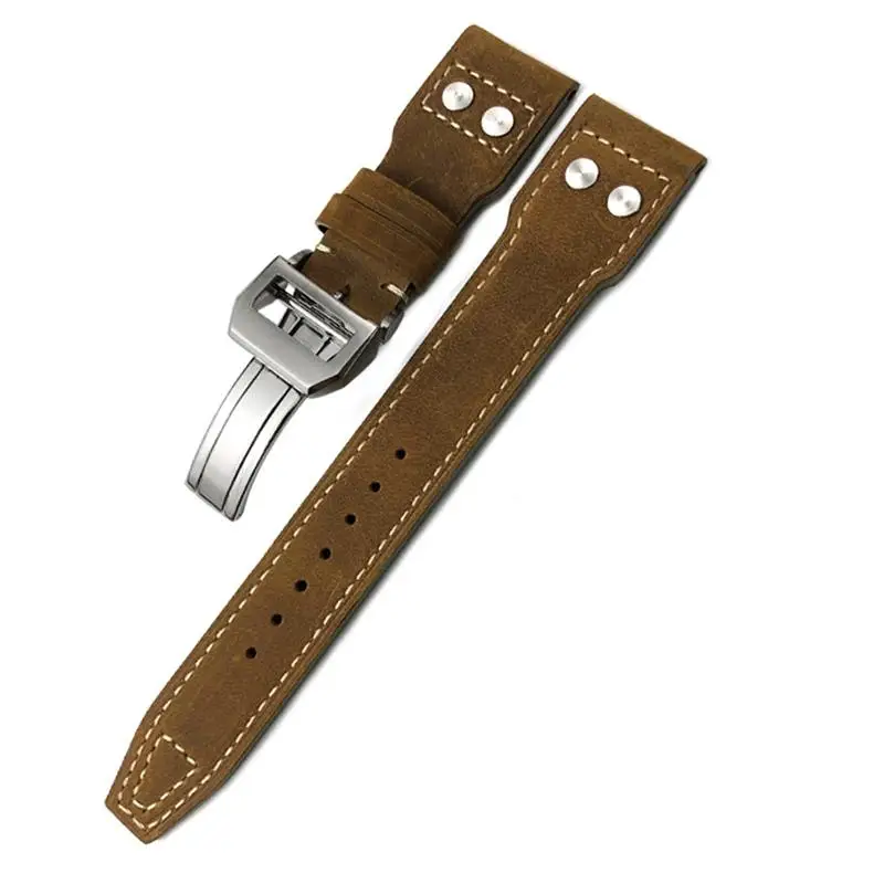 

HAODEE Genuine Leather Rivet Watchband 20mm 21mm 22mm For IWC Big Pilot Watch TOP GUN SPITFIRE Le Petit Prince Calfskin Strap