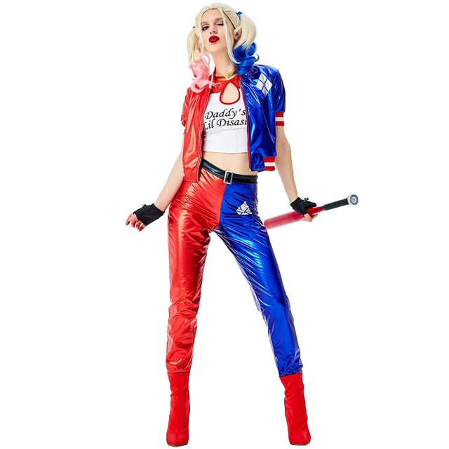 Halloween Carnival Women Adult Fantasia Arlequina Cosplay Costumes Jacket  Pants Sets Party Clothes - AliExpress