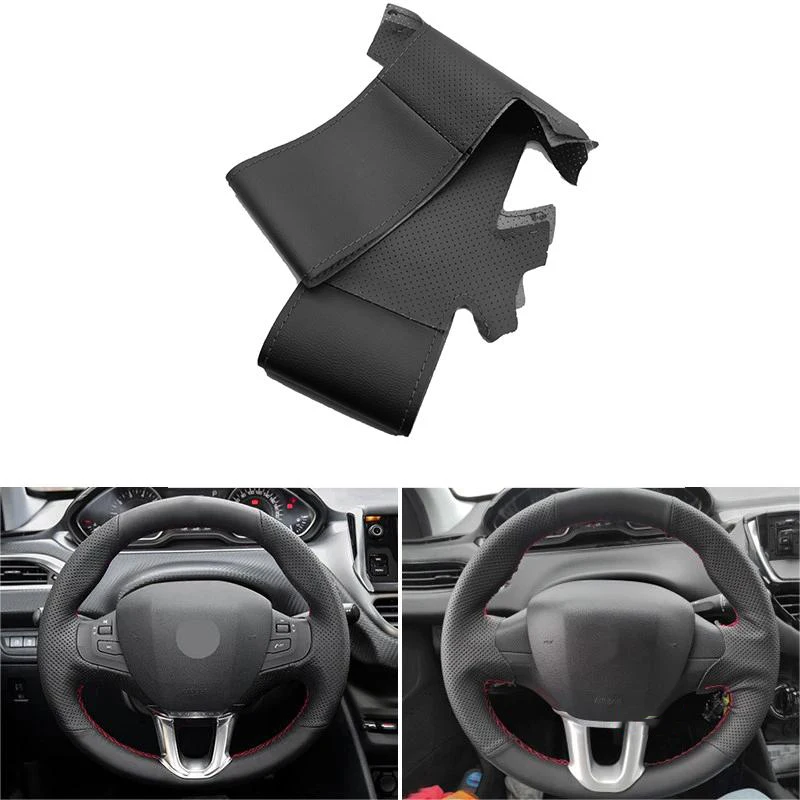 Per Peugeot 2008 Peugeot 208 2014 2015 2016 2017 2018 Coprivolante Per Auto Cucito A Mano Coprivolante In Pelle Trim Accessori Interni