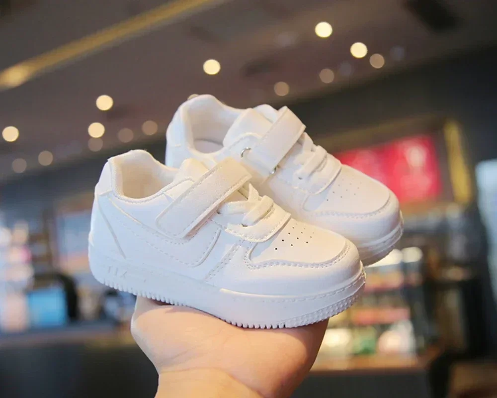 Description Picture 5 of itemChildren Comfort Sports Shoes Kids Classic Solid Color Hook and Loop Sneakers Thick Soft Sole Running Shoe Breathable Flat Shoes