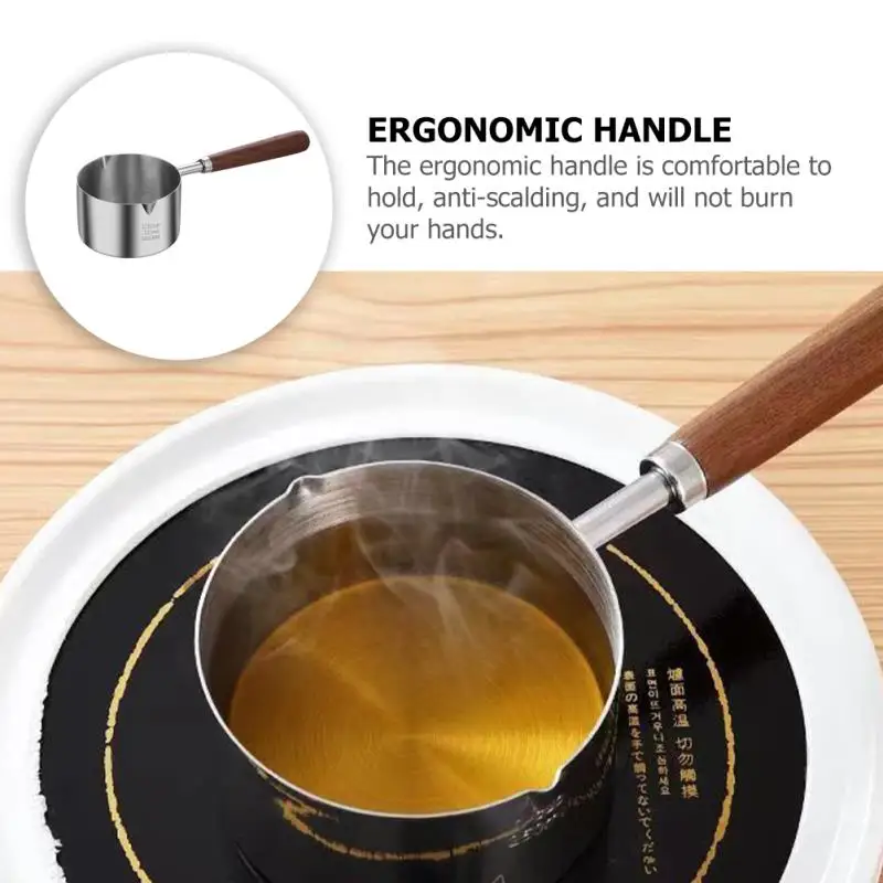 Description Picture 3 of itemPot Saucepan Pan Milk Sauce Cooking Soup Melting Butter Warmer Oil Ladle Pots Stock Coffee Induction Spout Noodle Pour Kitchen