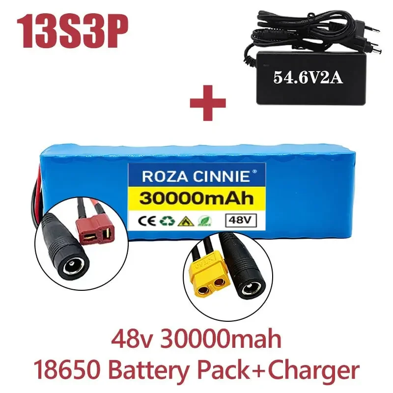 

New High Quality 48v 30Ah 1000w 13S3P Lithium Ion Battery Pack for 54.6v E-bike Electric Bicycle Scooter with BMS+ Charger