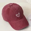 Casquette Homme Spring/Summer Hat Female Embroidered Peach Heart Wash Denim Baseball Hat Casual Korean Version Thin Gorras 4