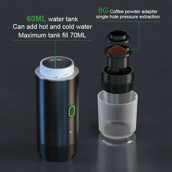 Wireless Electric Portable Espresso Coffee Machine for Car & Home Camping Coffee Maker 3-in-1 Capsule Powder Travel Coffee Maker 5