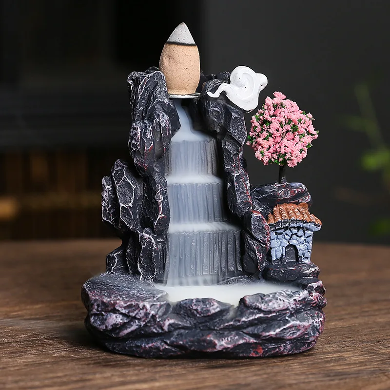 Backflow Incense Holder Waterfall Incense Burner Home Decor Aromatherapy Ornament Incense Cones with Backflow Incense Cones 2
