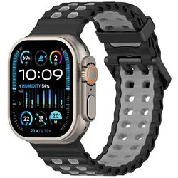 Two - Tone Ocean Band - Sport Silicone Strap Bracelet - 42 44 45 46 49mm (Black Gray)