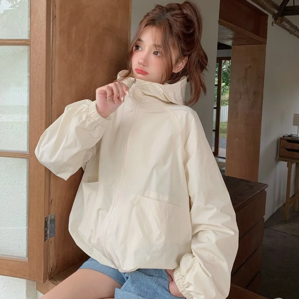 All-match Loose Sunscreen Coat Women Quick-Drying Windproof Sun-Protective Tops Out Wear Clothing Hooded Jacket Outdoor