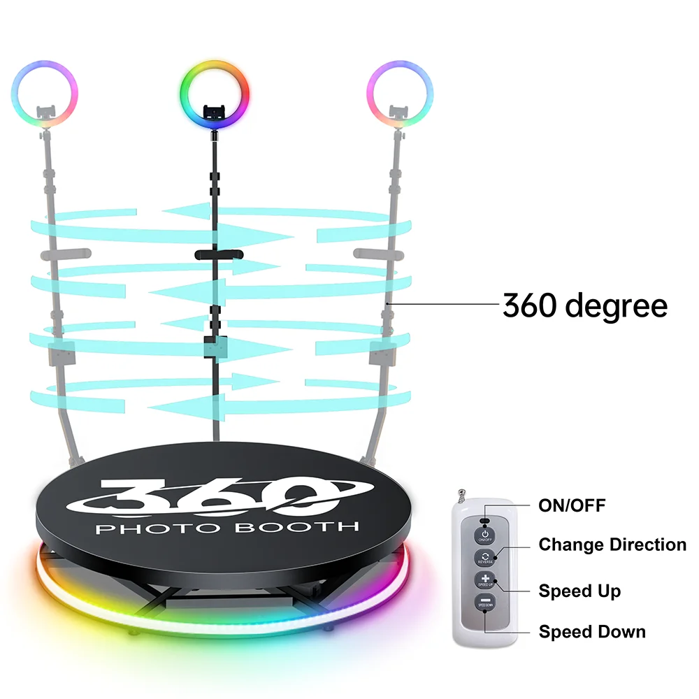 파티용 자동 360 사진 부스, 스피너 360 사진 부스, 100cm, 115cm