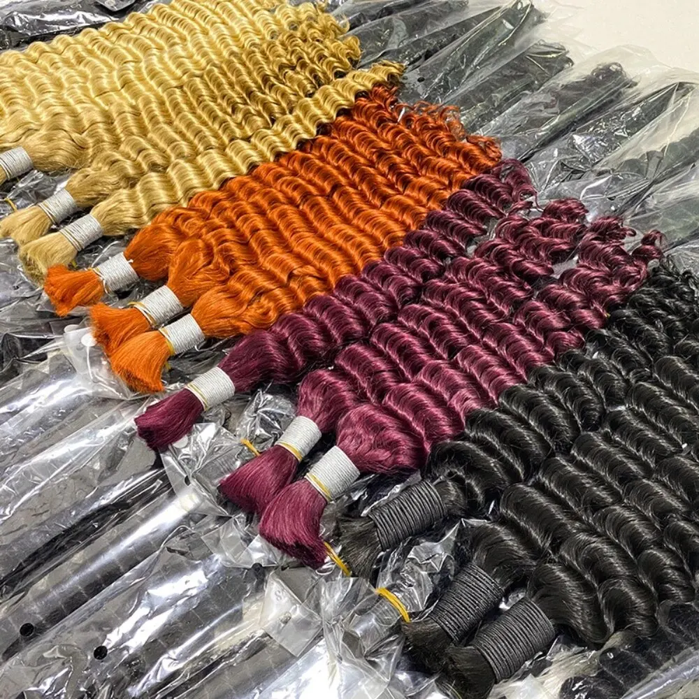 Deep Wave Bulk Human Hair For Braiding Real Human Hair Extensions Bulk No Weft Natural for Braiding