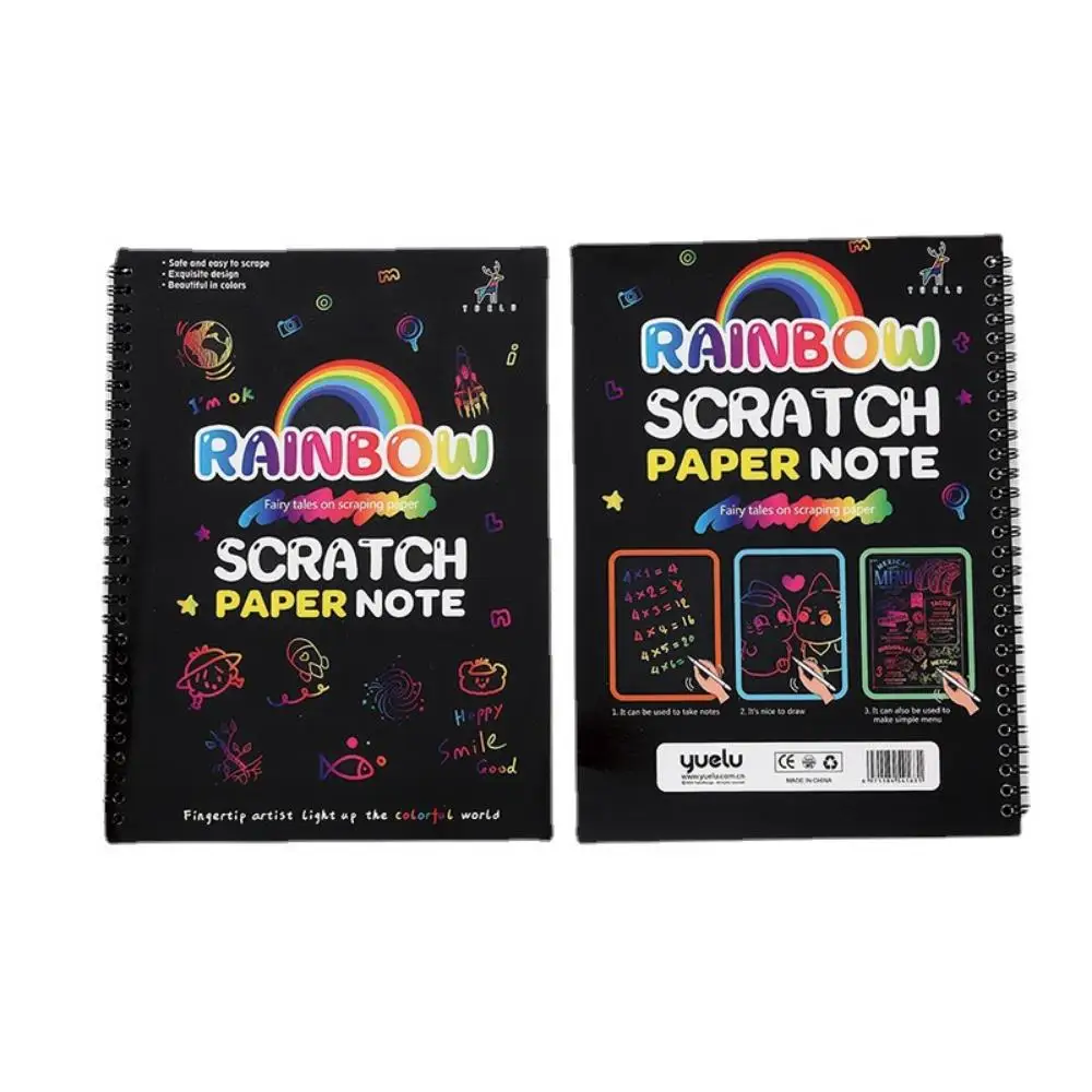 Montessori Painting Note Scratch Art Paper DIY Graffiti Book Children Magic Rainbow Scraping Drawing Notepad Educational Toys 6