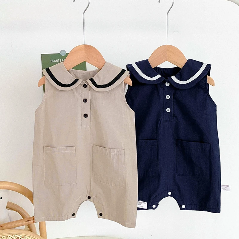 

Summer Toddler Baby Boys Girl Romper Cotton Sleeveless Naval Style Infant Baby Boys Girls Jumpsuit 0-24M Children Clothes
