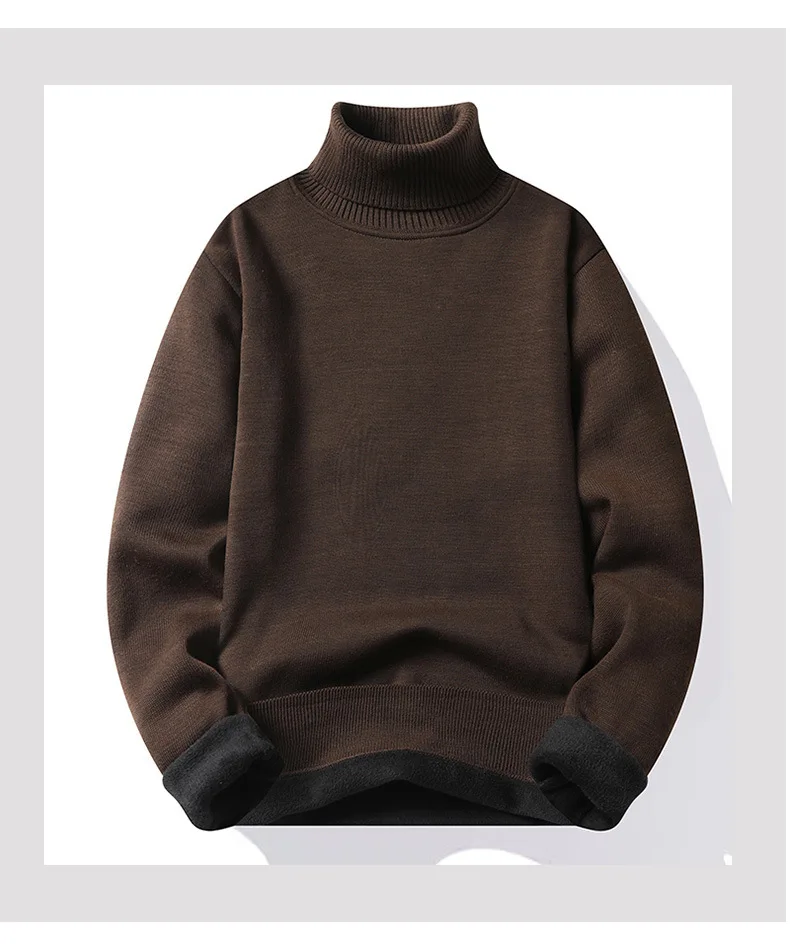 Herbst Winter vielseitige Herren Roll kragen pullover Stricken einfarbige Pullover Pullover warme Männer Slim Fit Freizeit kleidung – Detail 11