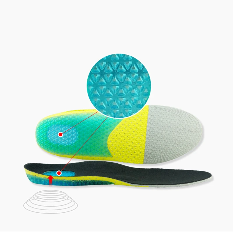 Silica Gel Orthopedic Elastic Insoles Foot Care Protector Elastic Cushion Arch Support Running Sports Insoles EVA Soft Shoes Pad