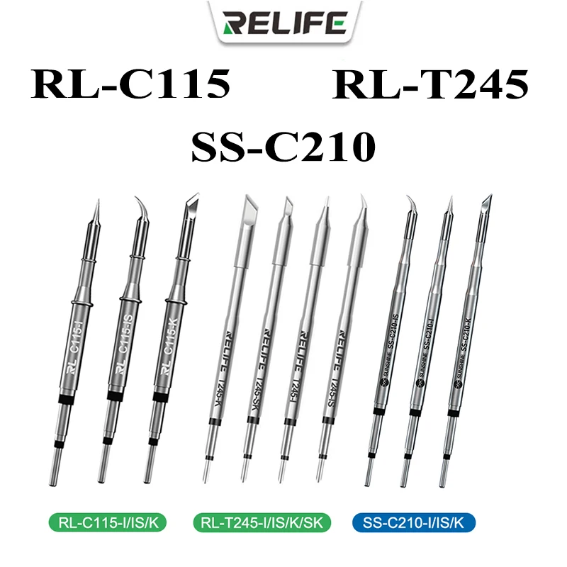 

RELIFE C210 C245 C115 Soldering Iron Tips Lead Free Heating Core Compatible GVM JBC Sugon Aifen Aixun soldering station Handle