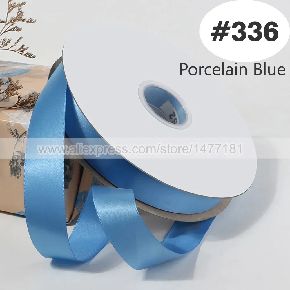 Blue Double Face Satin Ribbon – High-Density Polyester Fabric, Multiple Widths Available, 100 Yards