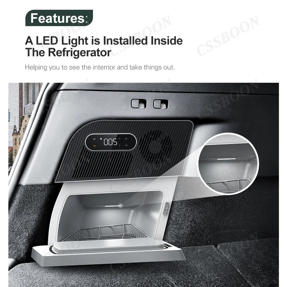 CSSBOON 15L Mini Car Refrigerator For Tesla Model Y Trunk Hidden Tesla Accessories Camping Picnic Freezer