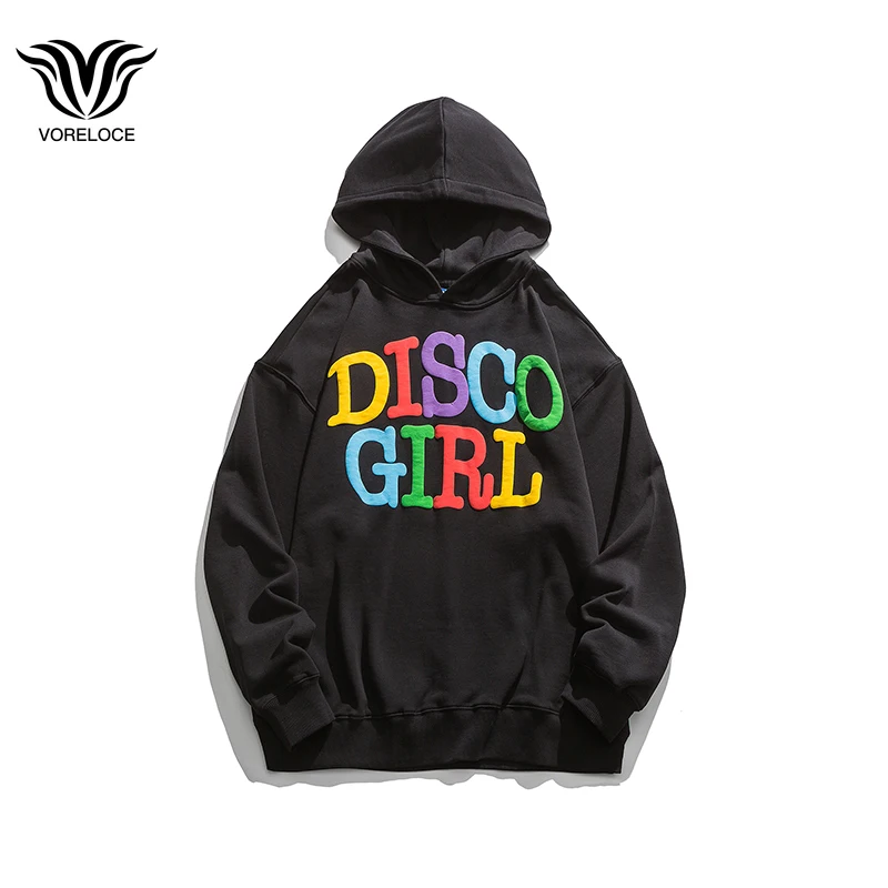 

Disco Girls Autumn Brand New Rainbow Print Loose Hoodie Personality Hip Hop High Street College Style Trend Cotton Hoodie Men