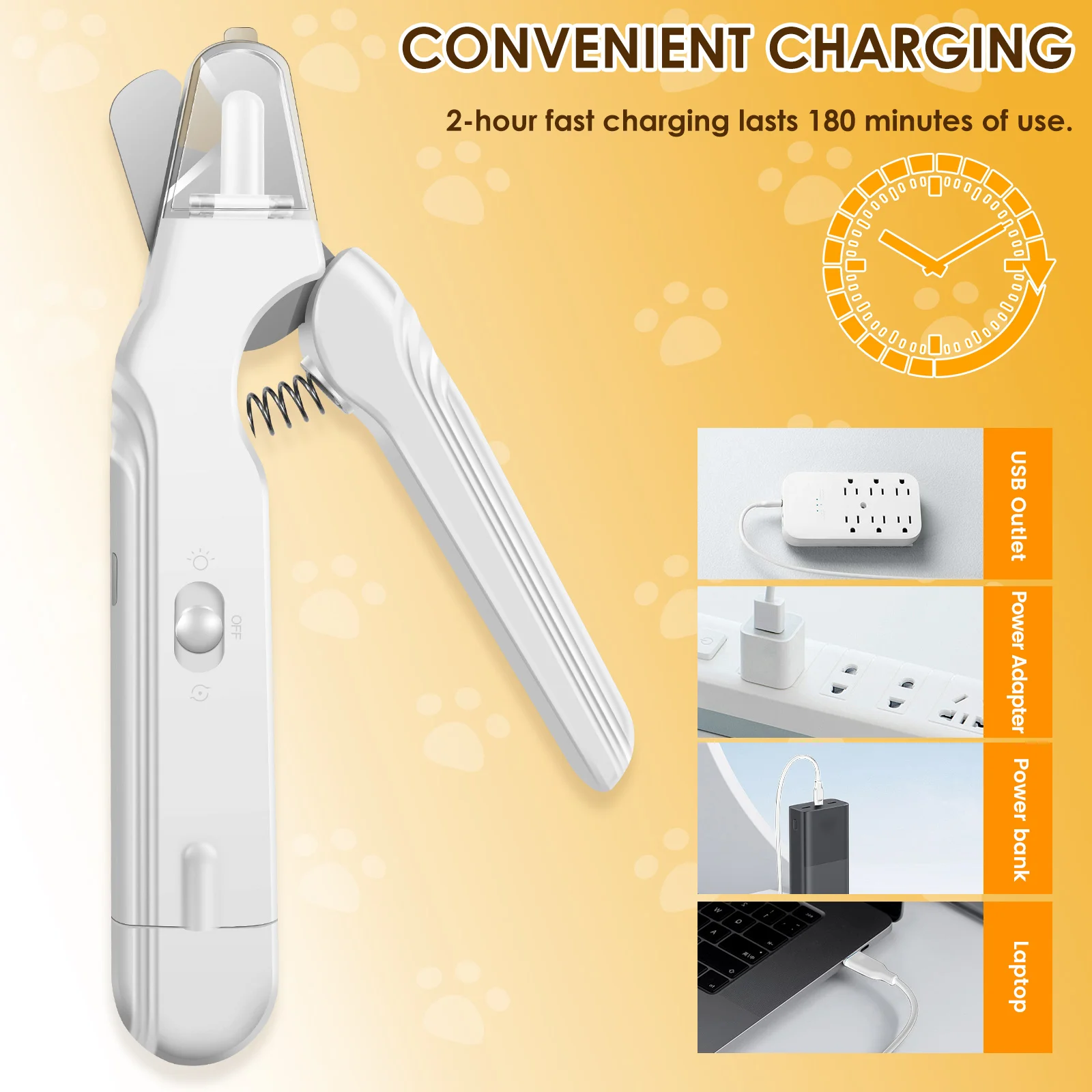Electric Pet Nail Grinder and Clipper with LED Light