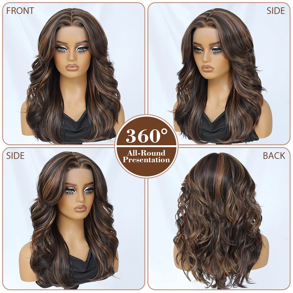 Lace Front Wigs 18 Inch Synthetic Body Wave T-Part For Afro  display picture 1