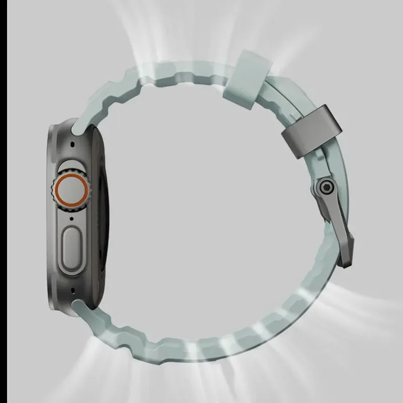 Luminous Sport Silicone & Titanium Metal Watch Band Bracelet