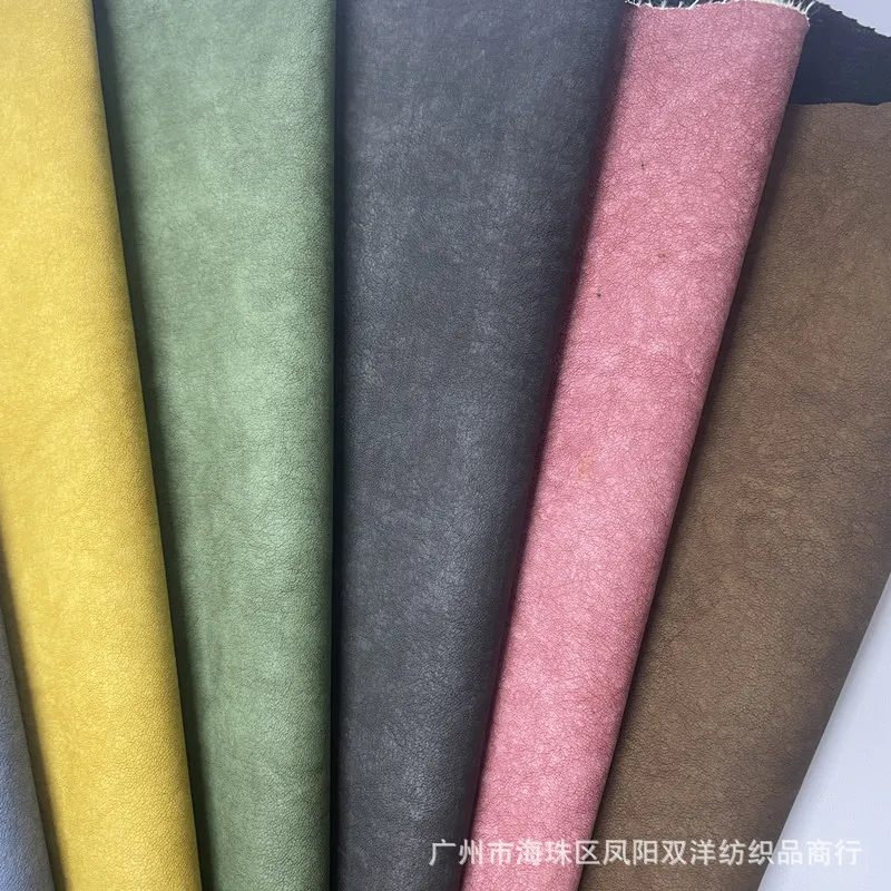 Vintage Double Color PU Leather Clothing Fabric Soft Touch Jacket Pants For Children's Wear Without Wash Water