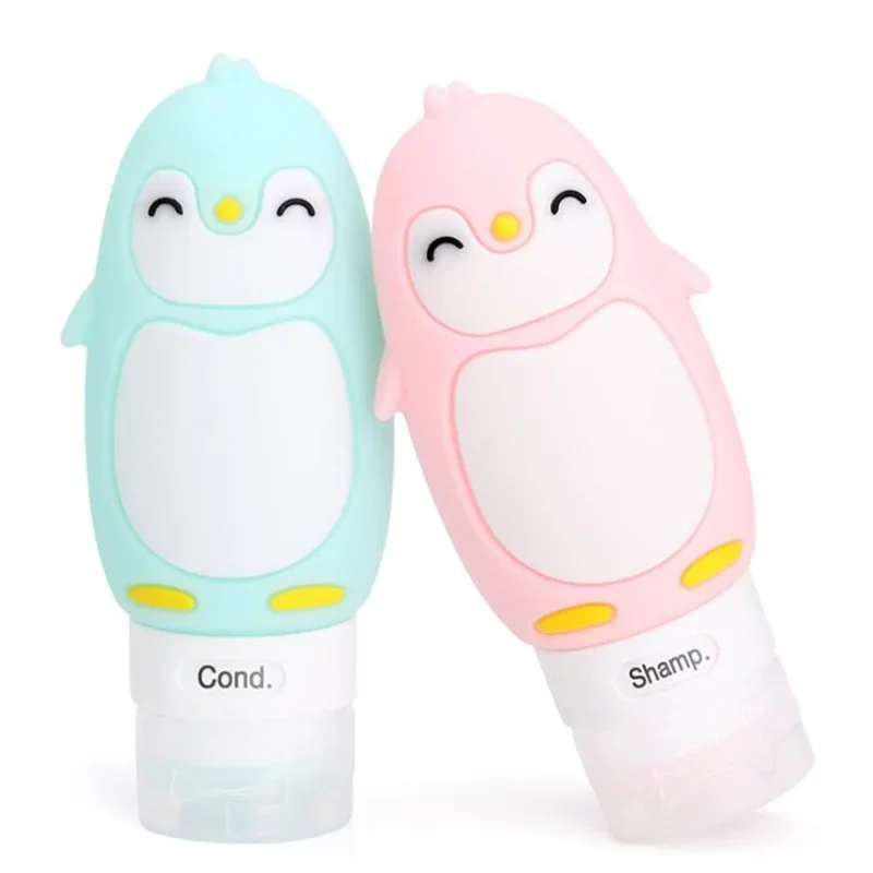 1Piece Portable Cute Cartoon Bear Penguin Animal Silicone Travel Case Organizer Shampoo Shower storage box