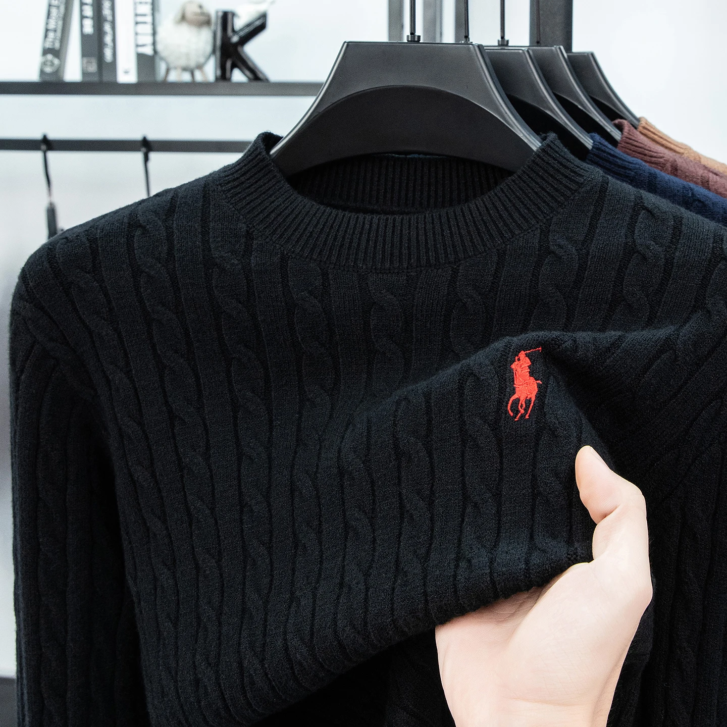 سترة صوف رجالية لخريف وشتاء 2025 مع بلوفر برقبة دا...