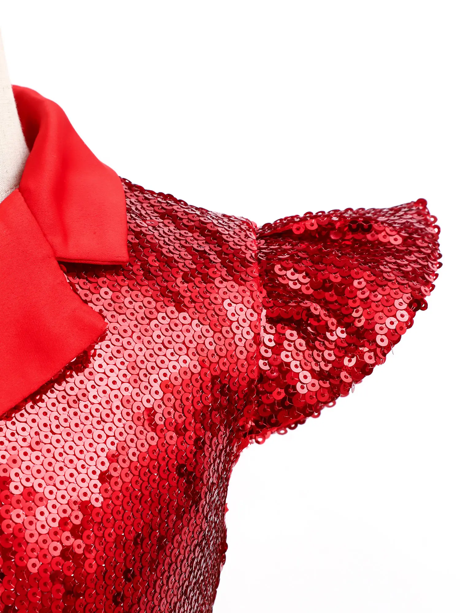 키즈 여아 플라이 슬리브 라펠 패션 반짝이 스팽글 파티 조끼 크롭탑 라틴 재즈 댄스 스쿨 합창단 무대 공연 조끼