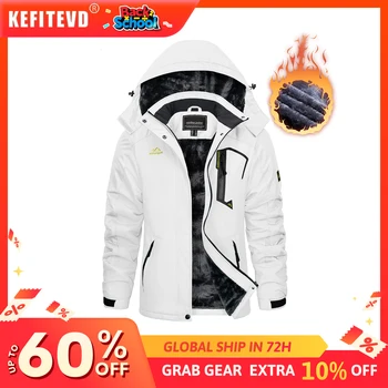 KEFITEVD Women's Winter Heavyweight Snowboard Skiing Jacket Outdoor Thermal Warm Hiking Jackets Coats Windbreaker Outwear Casual