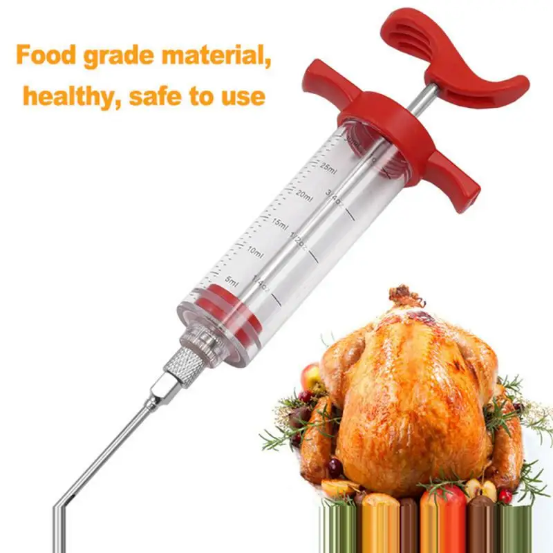Flavor Needle BBQ Meat Syringe Marinade Injector Pork Steak Meat Sauces Syringes 1 Stainless Steel Needles Kitchen Tools