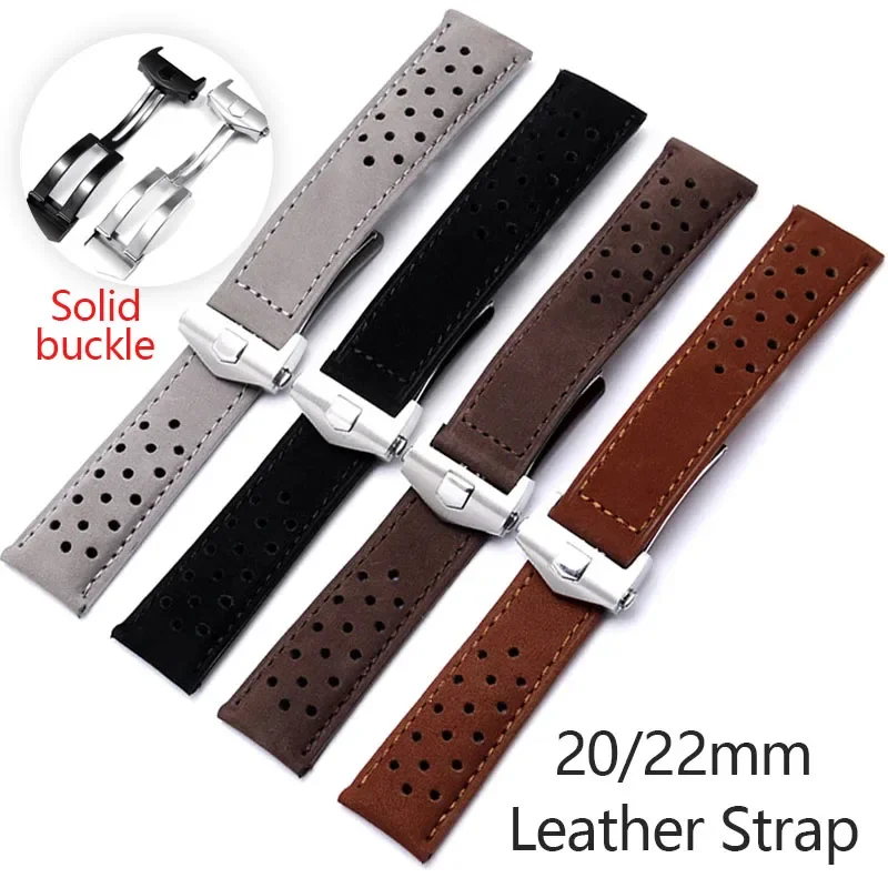 

Genuine Leather Wristband for Tag Heuer Carrera Monaco Series Frosted Cowhide Bracelet 20 22mm Universal Strap Watch Accessories