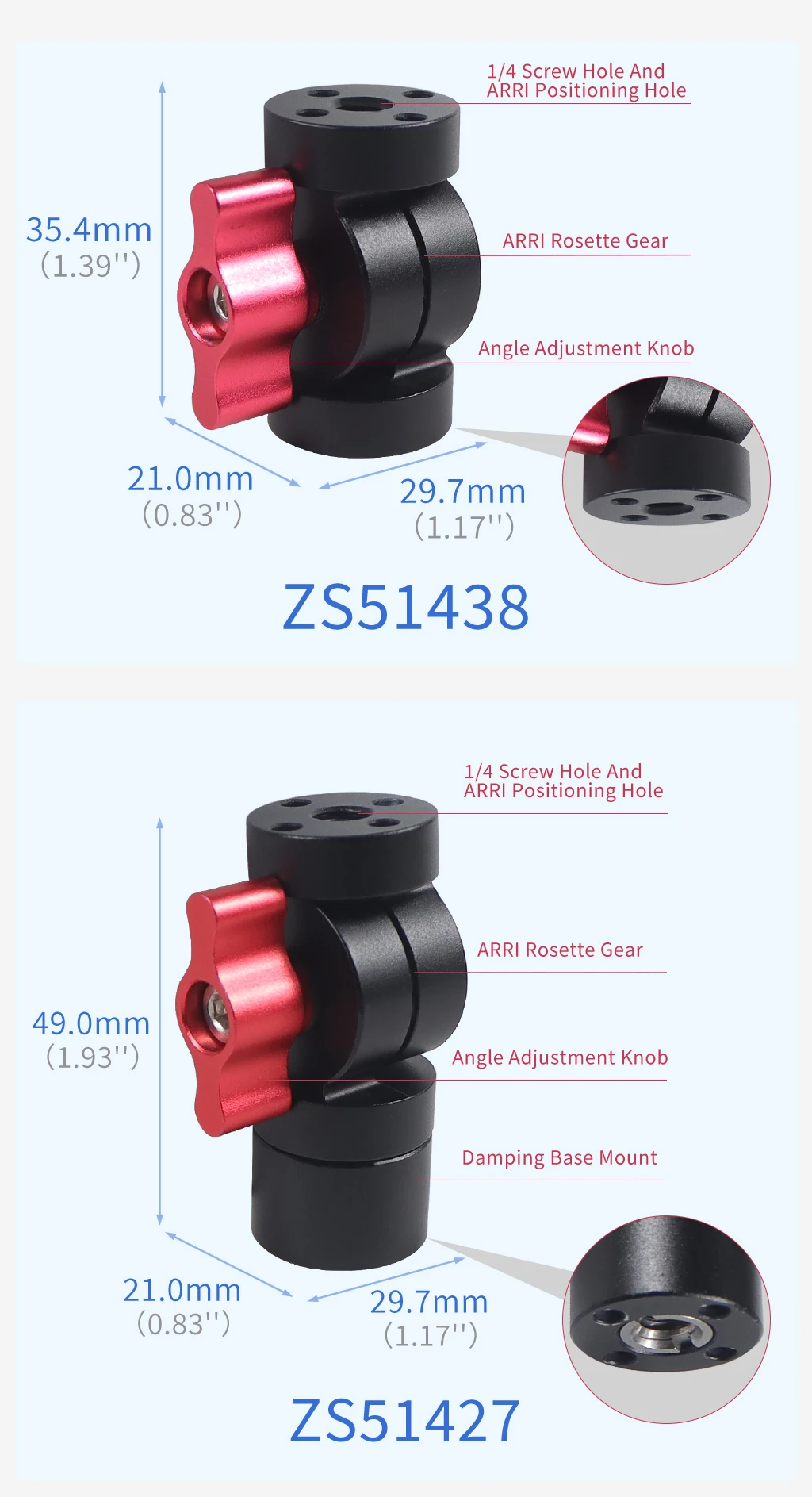 Aluminum Mini Tripod Head Adapter Arri Locating Holes Monitor Mount for DJI OSM