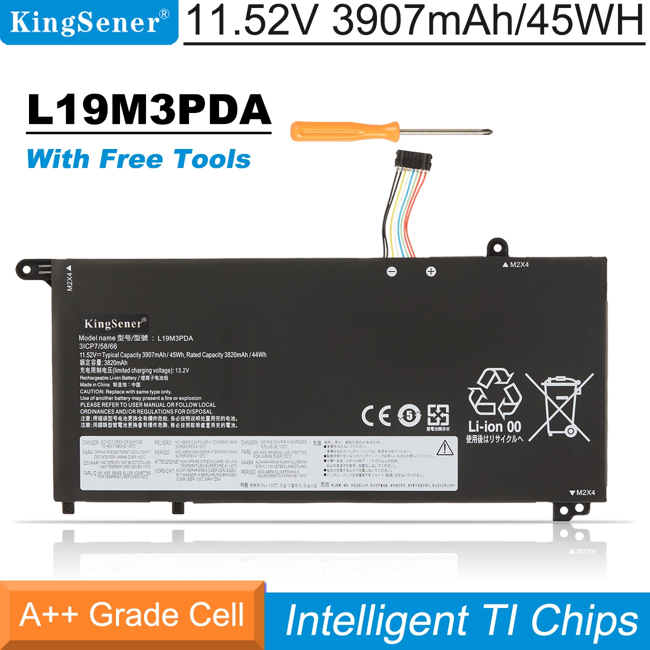 Kingsener-bateria do Portátil para Lenovo Thinkbook 14 15 g3 g2 K4e-are Itl L19c3pda L19m3pda L19d3pda L19d3pda 11.52v 3907mah