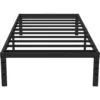 16 inch twin bed frame without box spring, metal platform, with 14 inch storage space, 2500 pound steel bar support, black 1