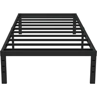 16 inch twin bed frame without box spring, metal platform, with 14 inch storage space, 2500 pound steel bar support, black 1