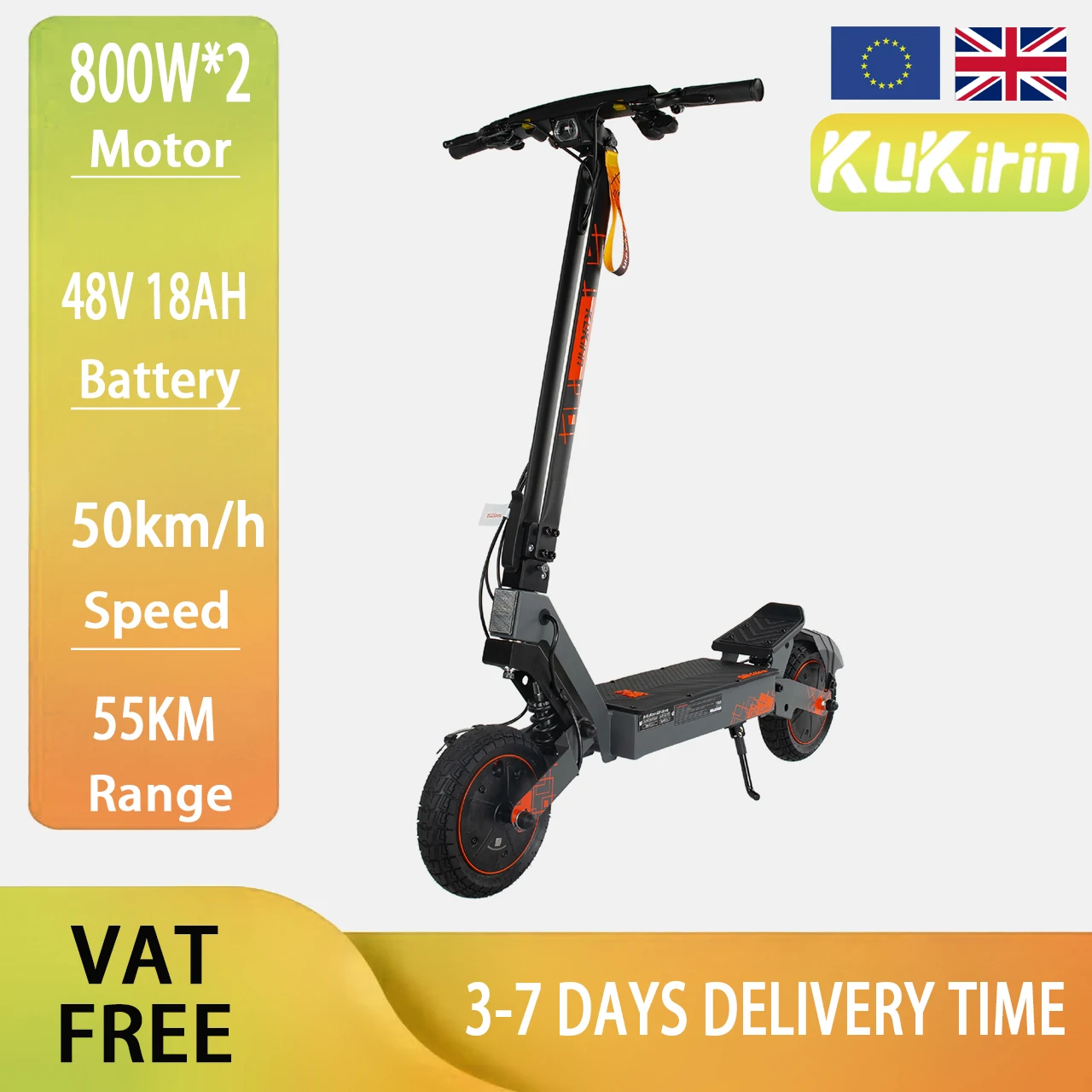 Monopattino Elettrico KuKirin G2 Ultra 800W Doppio Motore 48V 18Ah Velocità Massima 50km/h Autonomia 55km Intrattenimento Intelligente Pneumatici da 10 Pollici