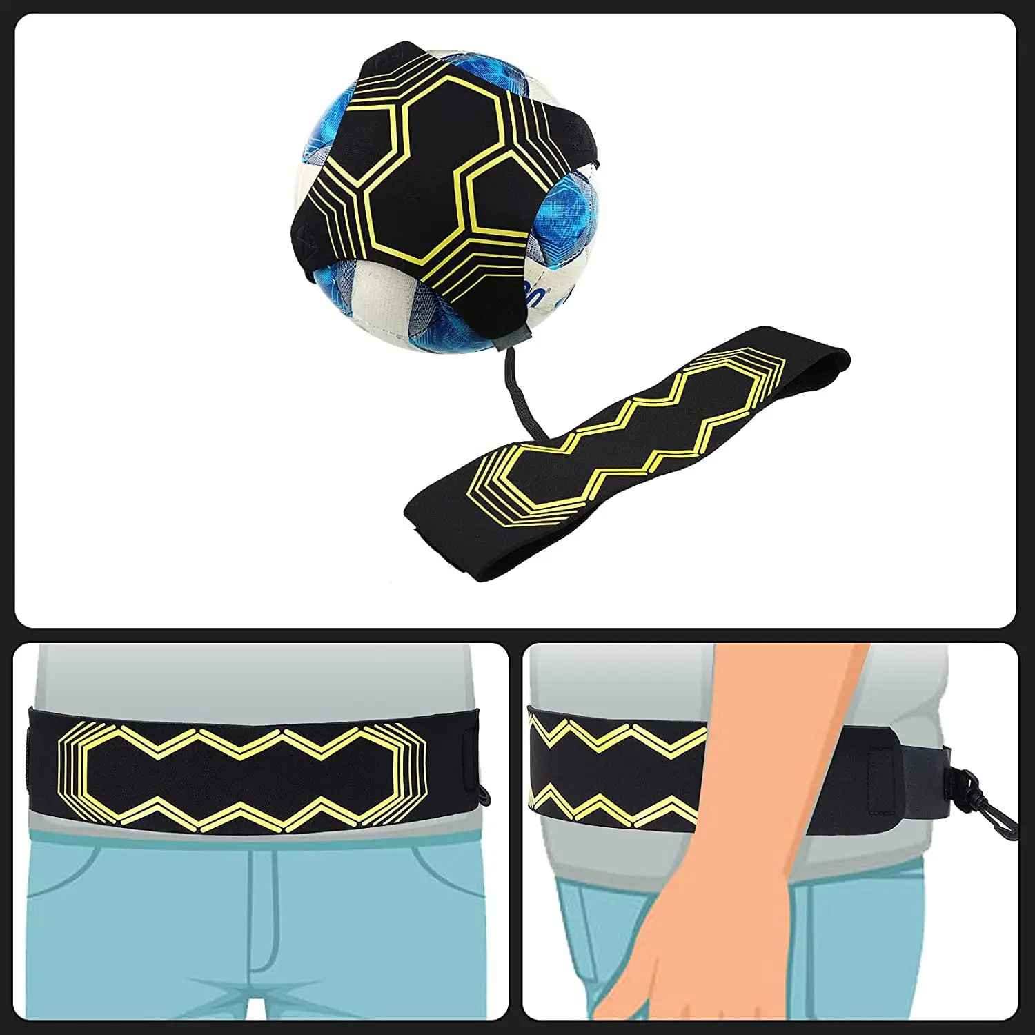2/4/6pcs Football Kick Trainer Soccer Training Aids Throw Sole Practice Equipment for Kids with Adjustable Belt Elastic Rope