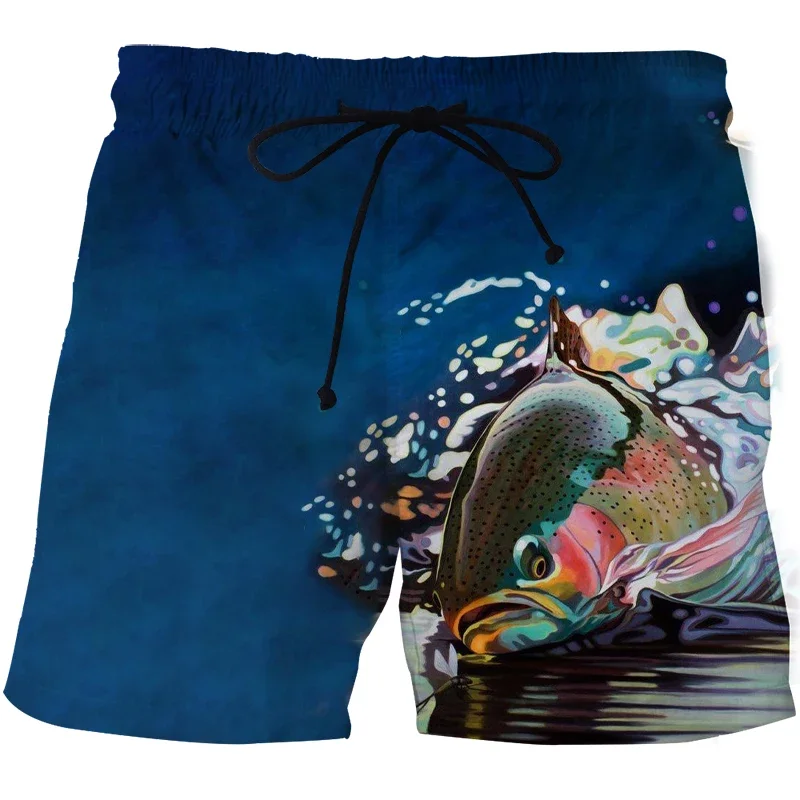 3D Landscape Fish Summer Pants Sports Beach Pants Animation Printed Comfortable Casual Quick Dry Men's Surf Pants Fitness  2023 6